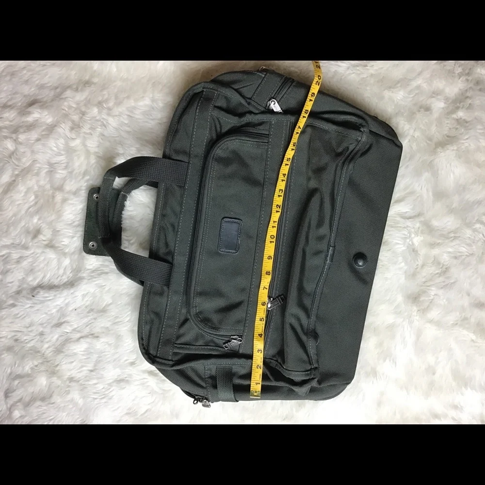 Tumi army green laptop bag